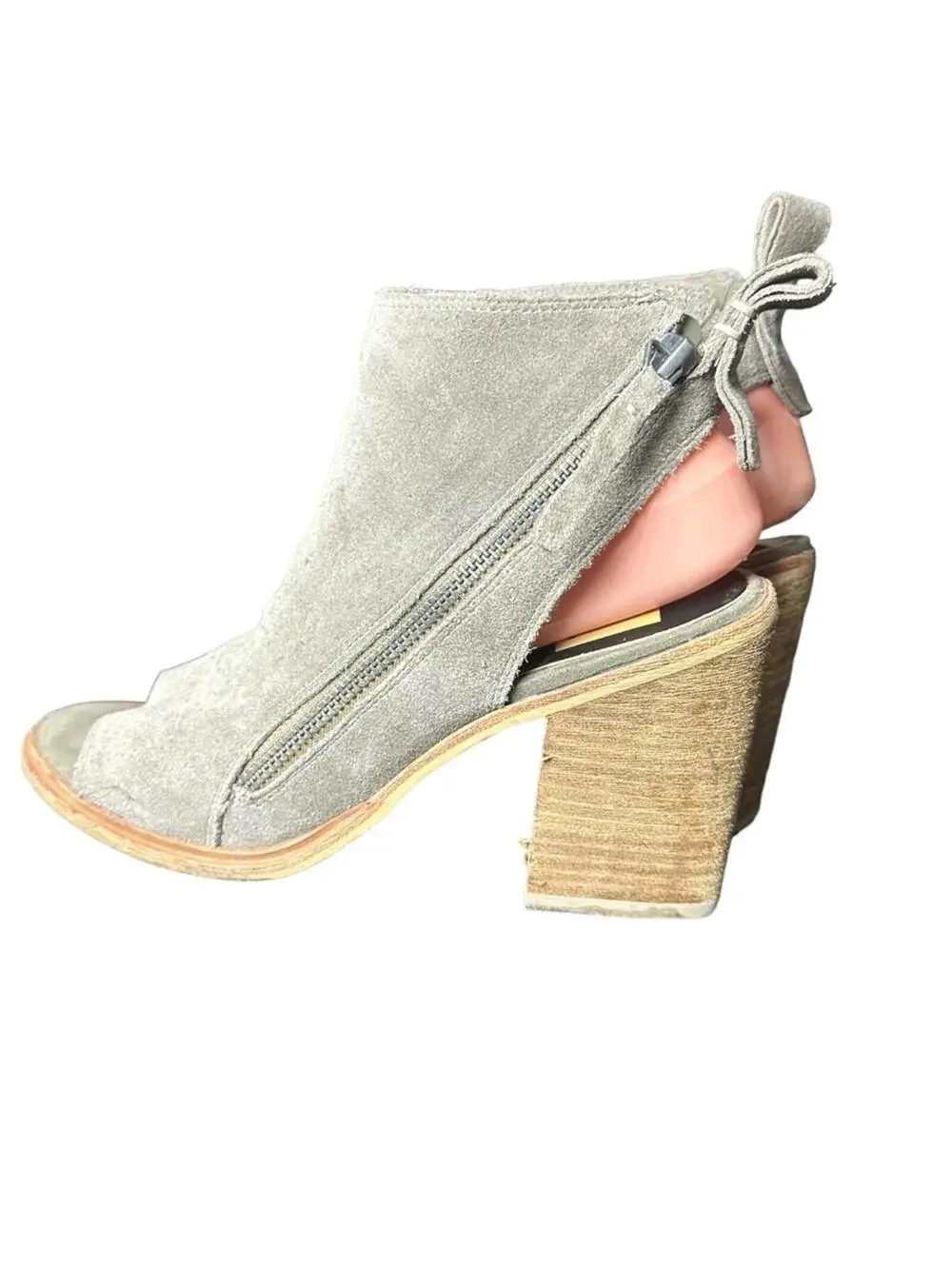 Dolce Vita Phenix Tan Suede Open Toe Booties Size 7.5
